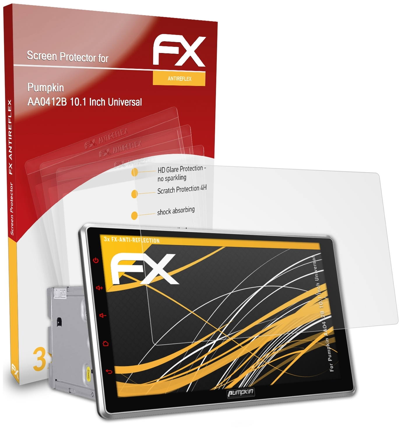 ATFOLIX 3x FX-Antireflex Displayschutz(für AA0412B 10.1 Inch (Universal)) Pumpkin