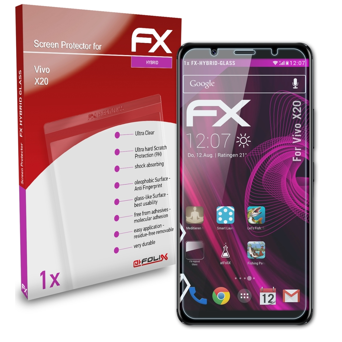 X20) FX-Hybrid-Glass Schutzglas(für Vivo ATFOLIX