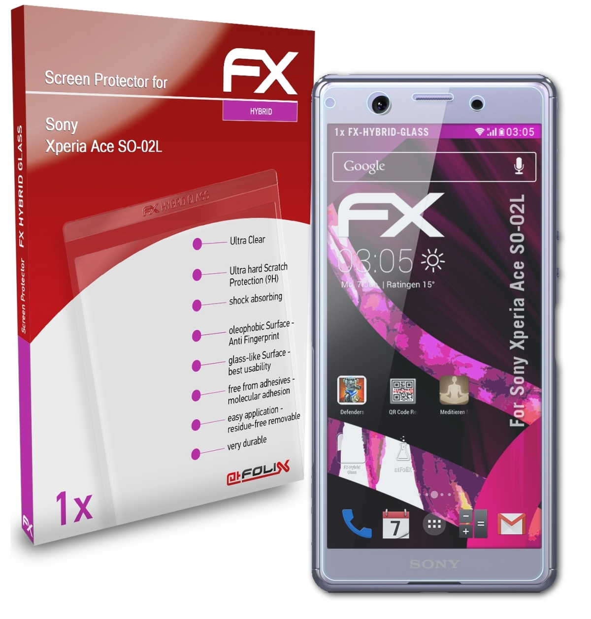 ATFOLIX Xperia FX-Hybrid-Glass Sony Schutzglas(für Ace (SO-02L))