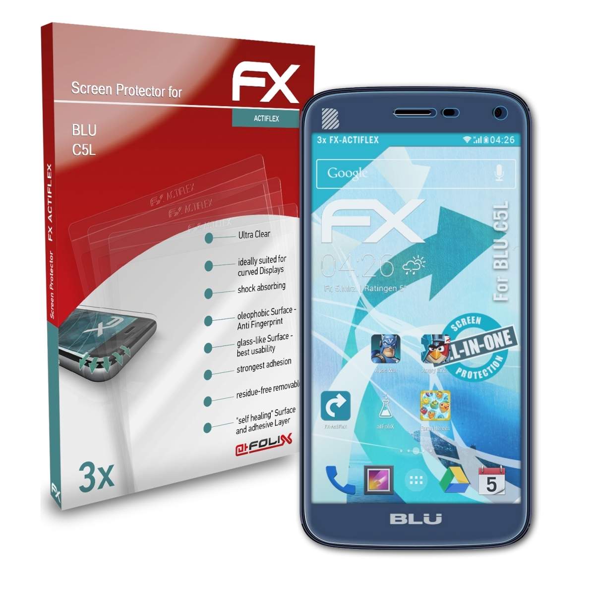 BLU FX-ActiFleX 3x C5L) ATFOLIX Displayschutz(für