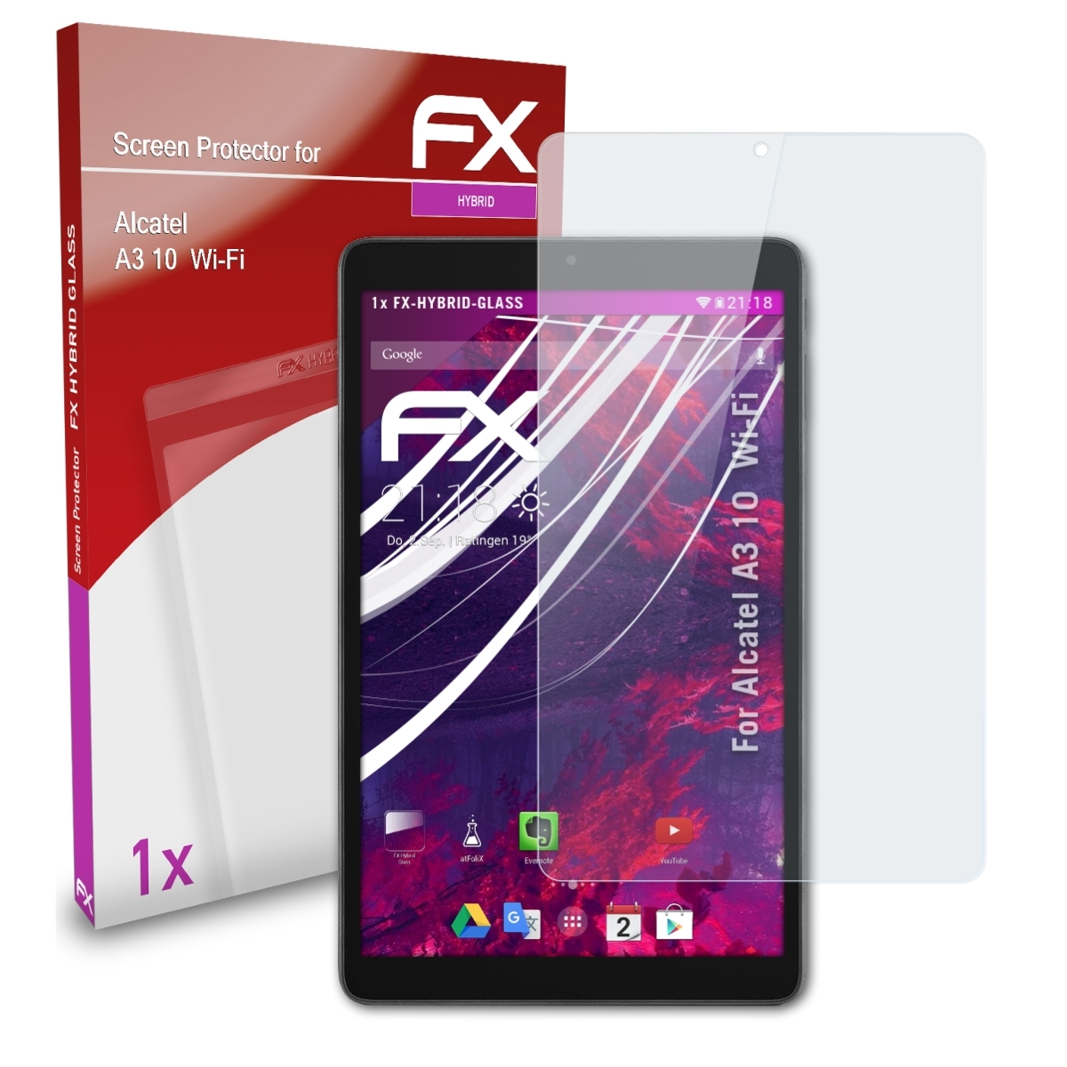 ATFOLIX FX-Hybrid-Glass Schutzglas(für Alcatel A3 10 Wi-Fi)