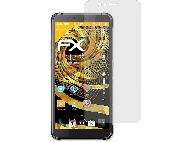 ATFOLIX 3x FX-Antireflex Displayschutz(für myPhone Hammer Blade 2 Pro)