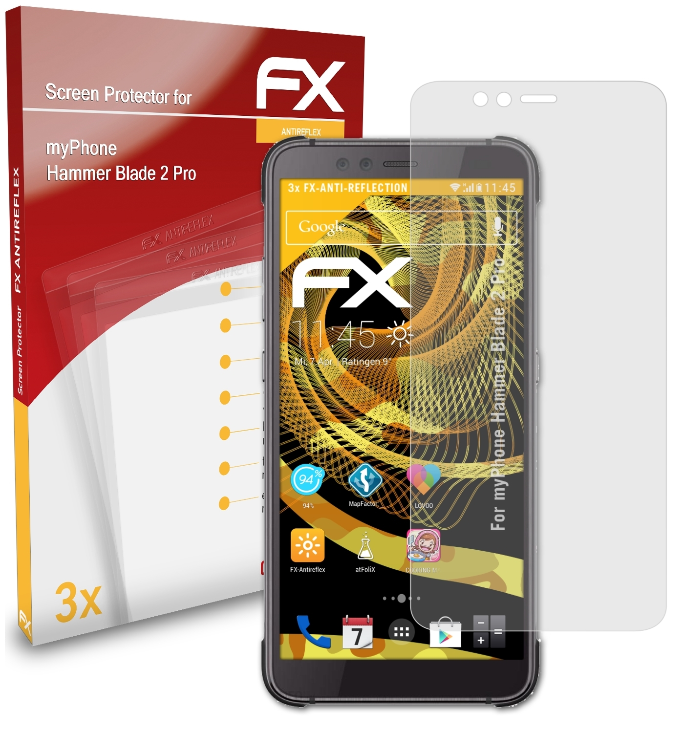 ATFOLIX 3x FX-Antireflex Displayschutz(für myPhone Hammer Blade 2 Pro)