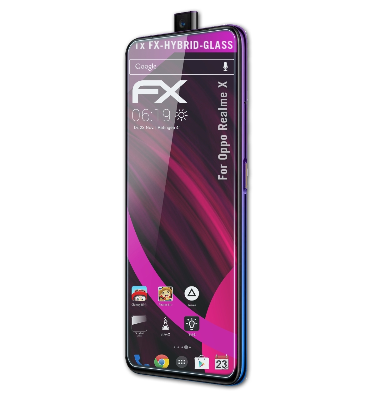 X) Realme ATFOLIX Schutzglas(für FX-Hybrid-Glass Oppo