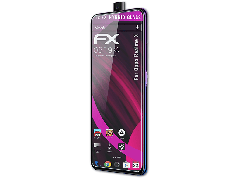 ATFOLIX FX-Hybrid-Glass X) Schutzglas(für Oppo Realme