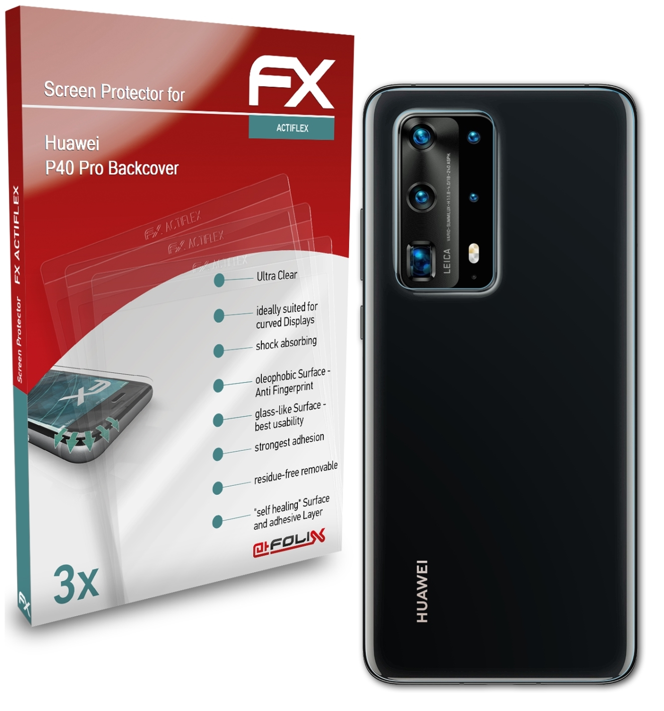 3x Pro (Backcover)) P40 Huawei ATFOLIX FX-ActiFleX Displayschutz(für