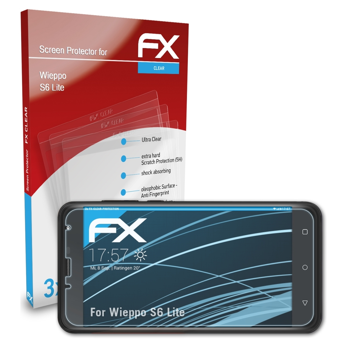 ATFOLIX 3x Displayschutz(für Wieppo FX-Clear Lite) S6