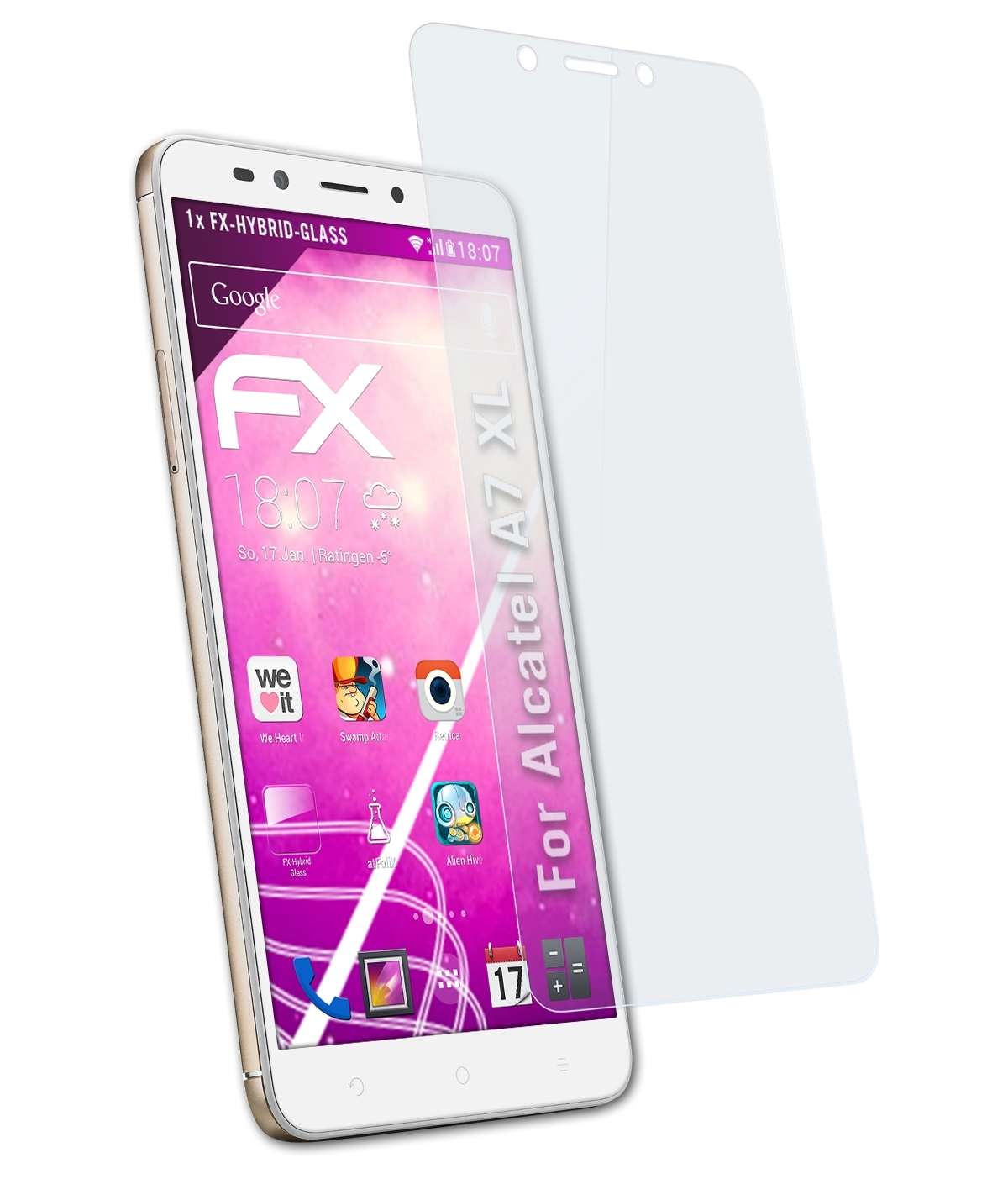 A7 FX-Hybrid-Glass ATFOLIX Schutzglas(für Alcatel XL)