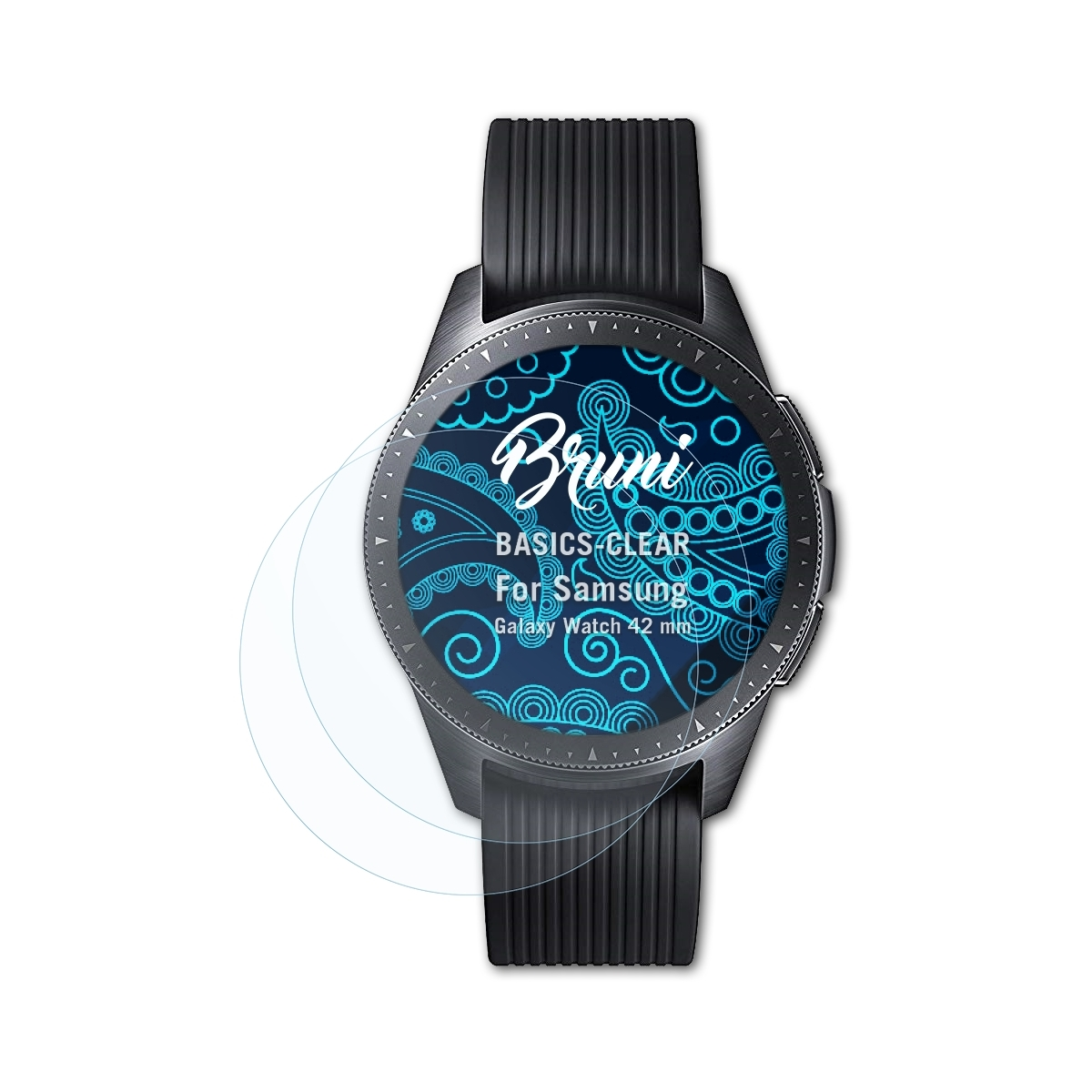 BRUNI 2x Basics-Clear mm)) Schutzfolie(für Galaxy Watch Samsung (42