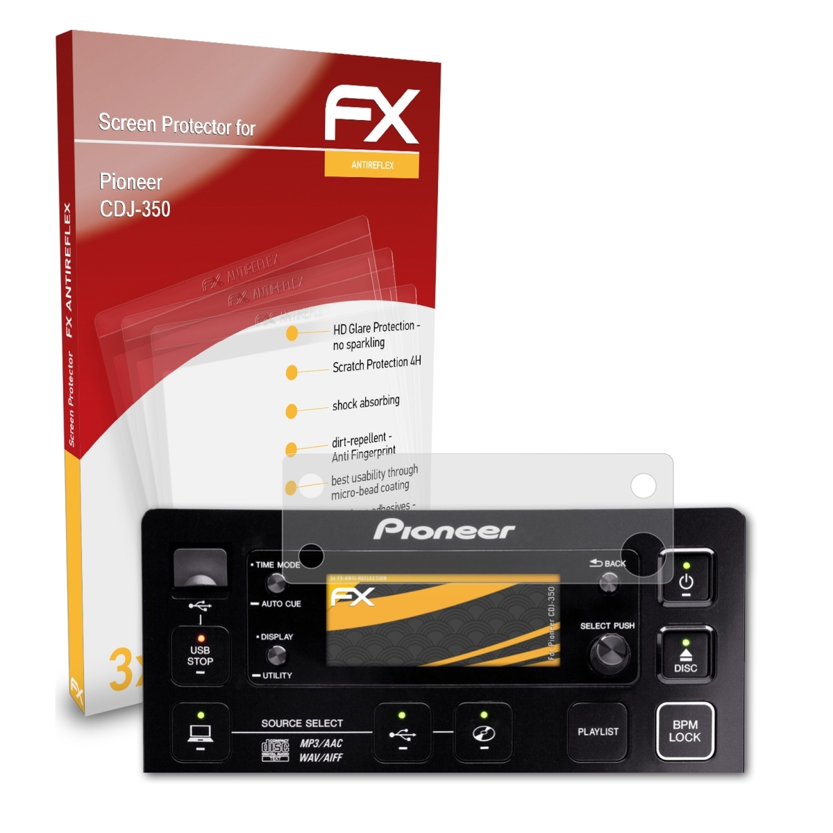3x CDJ-350) ATFOLIX Displayschutz(für Pioneer FX-Antireflex