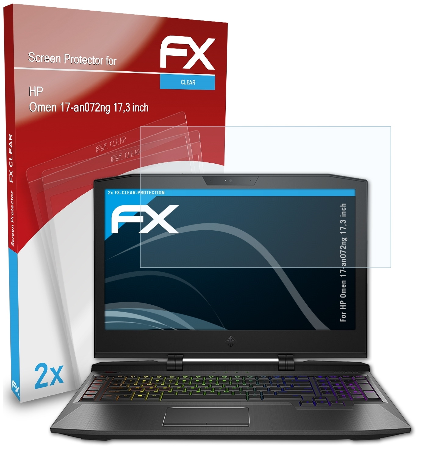 ATFOLIX 2x FX-Clear Displayschutz(für HP (17,3 inch)) Omen 17-an072ng