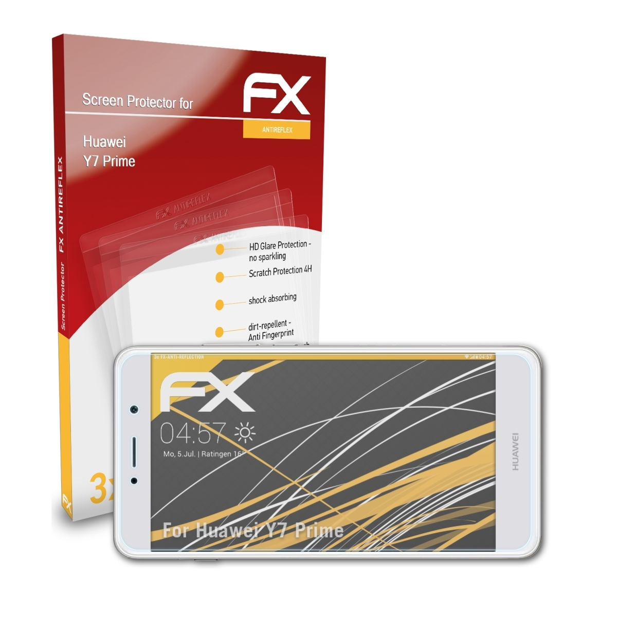 ATFOLIX 3x FX-Antireflex Displayschutz(für Huawei Prime) Y7