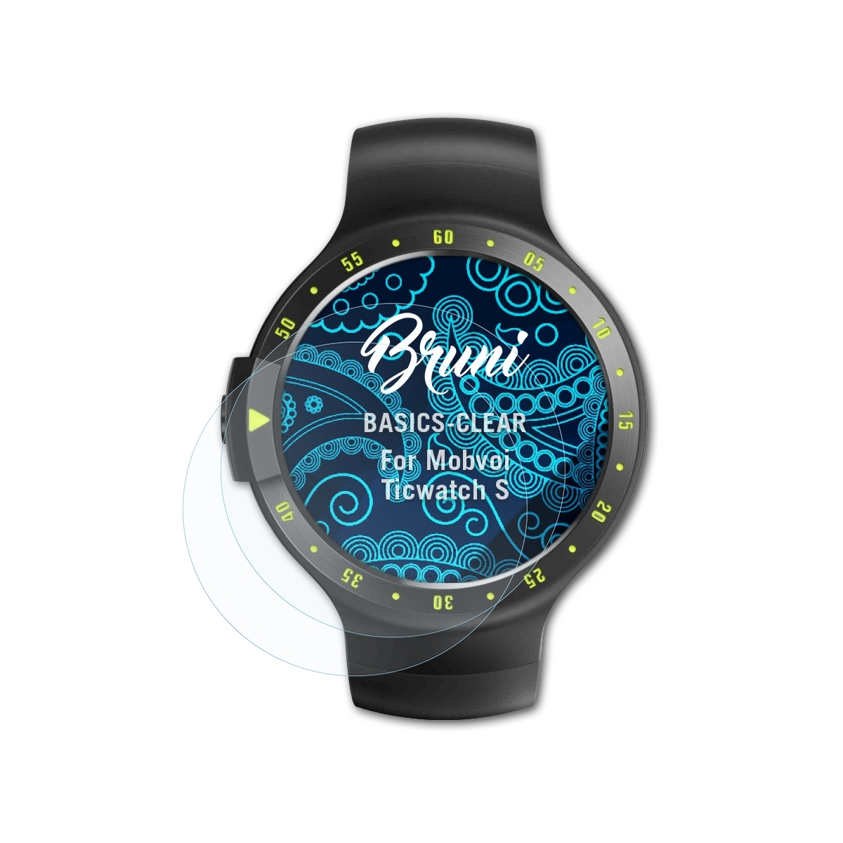 BRUNI 2x Basics-Clear S) Ticwatch Schutzfolie(für Mobvoi