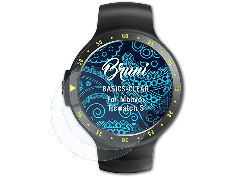 BRUNI 2x Basics-Clear Schutzfolie(für Mobvoi Ticwatch S)