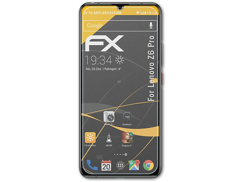 Displayschutz(für Z6 Lenovo ATFOLIX Pro) FX-Antireflex 3x