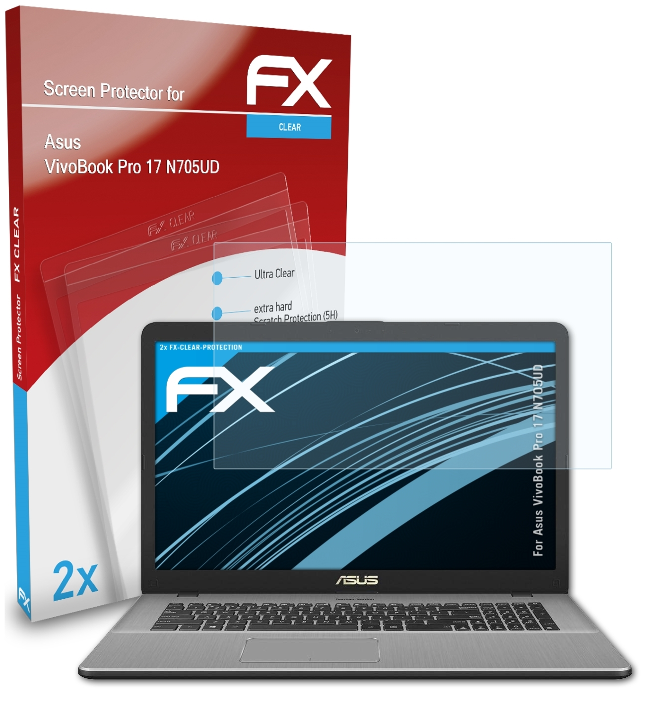 ATFOLIX FX-Clear 2x VivoBook Pro Displayschutz(für (N705UD)) 17 Asus