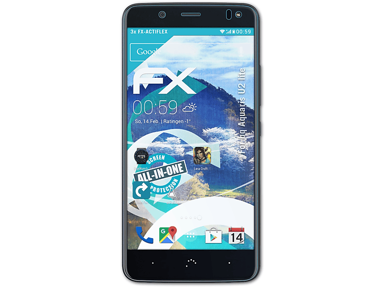 ATFOLIX 3x FX-ActiFleX Displayschutz(für lite) bq Aquaris U2