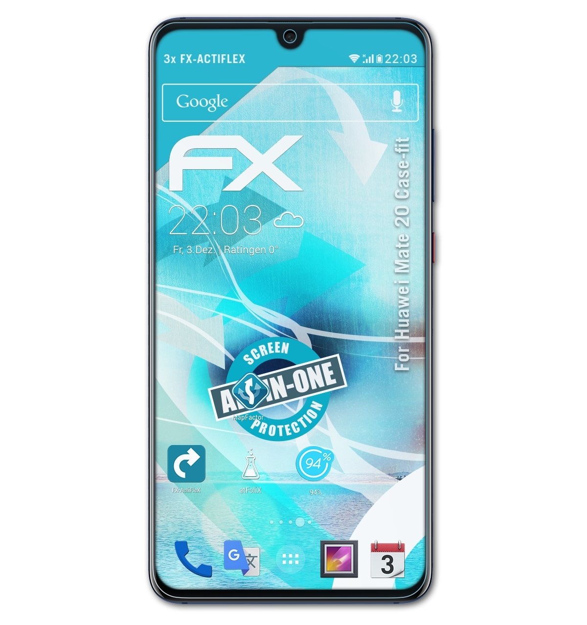 ATFOLIX 3x FX-ActiFleX Displayschutz(für (Case-fit)) 20 Mate Huawei