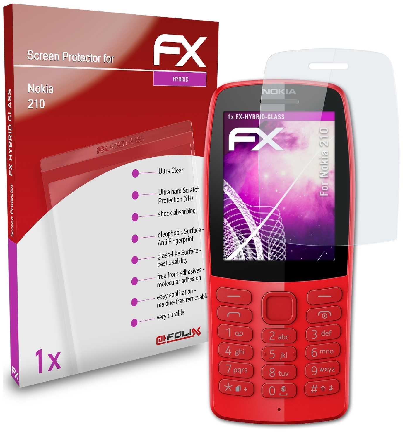 ATFOLIX FX-Hybrid-Glass 210) Schutzglas(für Nokia