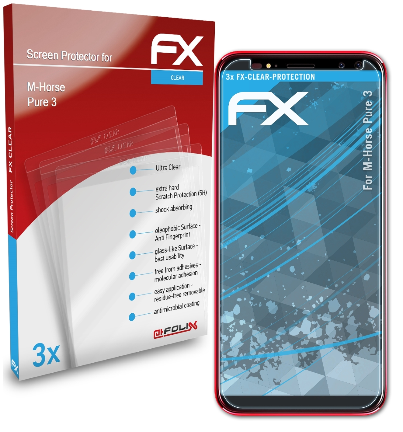 ATFOLIX Displayschutz(für 3) Pure 3x FX-Clear M-Horse