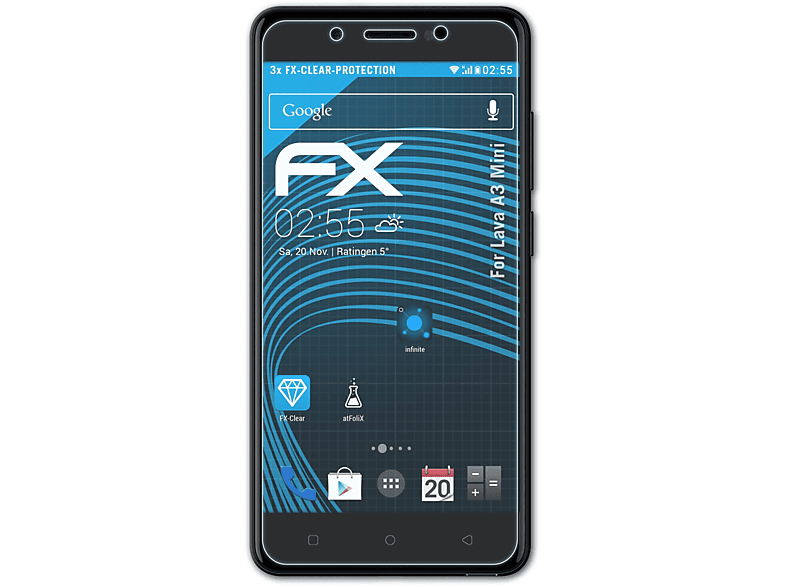 ATFOLIX 3x FX-Clear Displayschutz(für Lava A3 Mini)