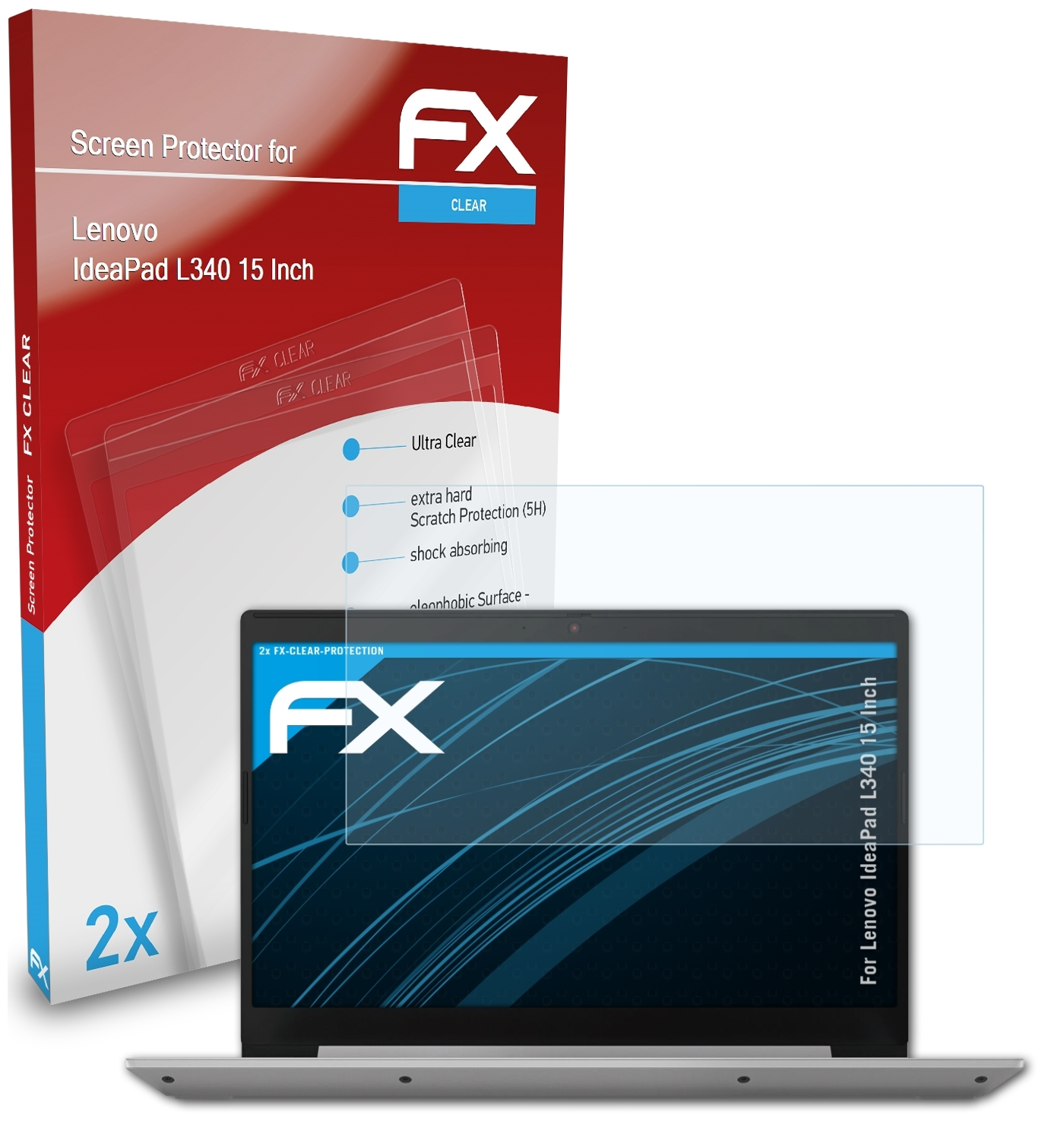 ATFOLIX 2x FX-Clear Displayschutz(für (15 Lenovo IdeaPad Inch)) L340