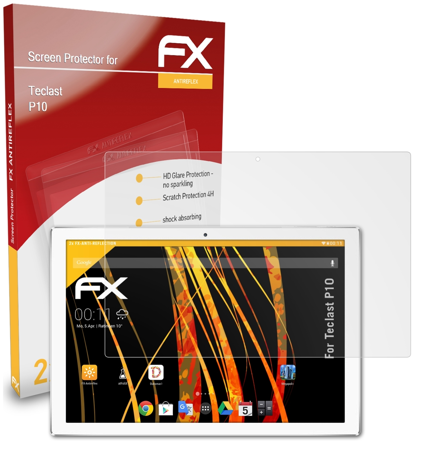 ATFOLIX P10) FX-Antireflex Displayschutz(für 2x Teclast