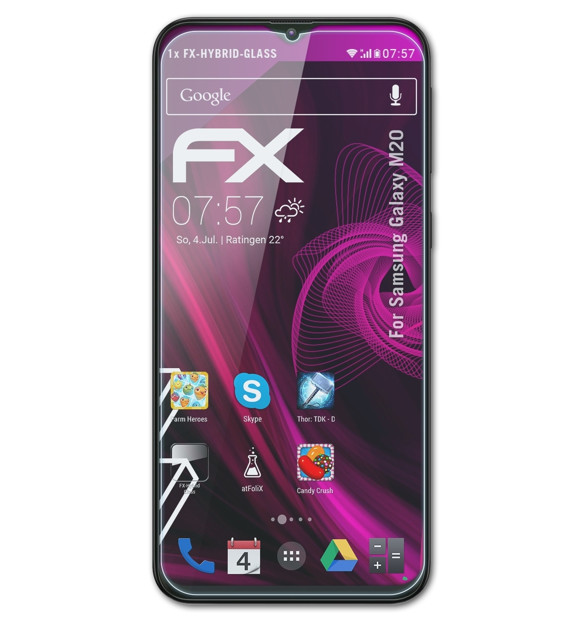 ATFOLIX Schutzglas(für M20) Galaxy Samsung FX-Hybrid-Glass