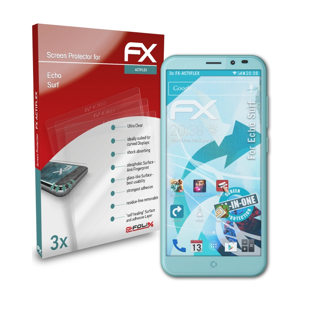 ATFOLIX 3x FX-ActiFleX Displayschutz(für Surf) Echo