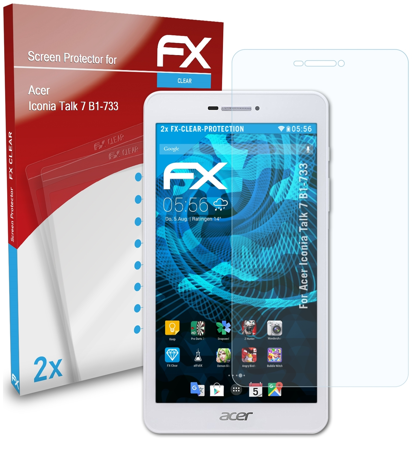 ATFOLIX 2x FX-Clear Displayschutz(für Acer 7 (B1-733)) Talk Iconia