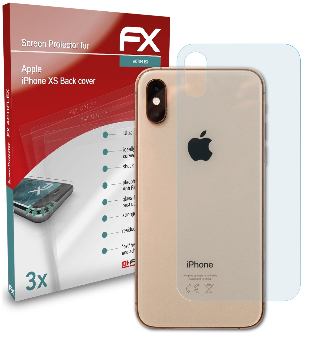(Back XS Displayschutz(für 3x Apple ATFOLIX FX-ActiFleX iPhone cover))