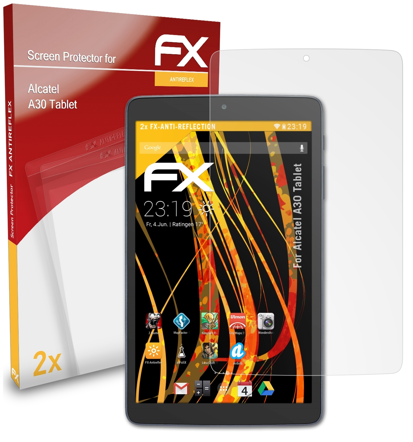 ATFOLIX 2x FX-Antireflex Tablet) A30 Displayschutz(für Alcatel