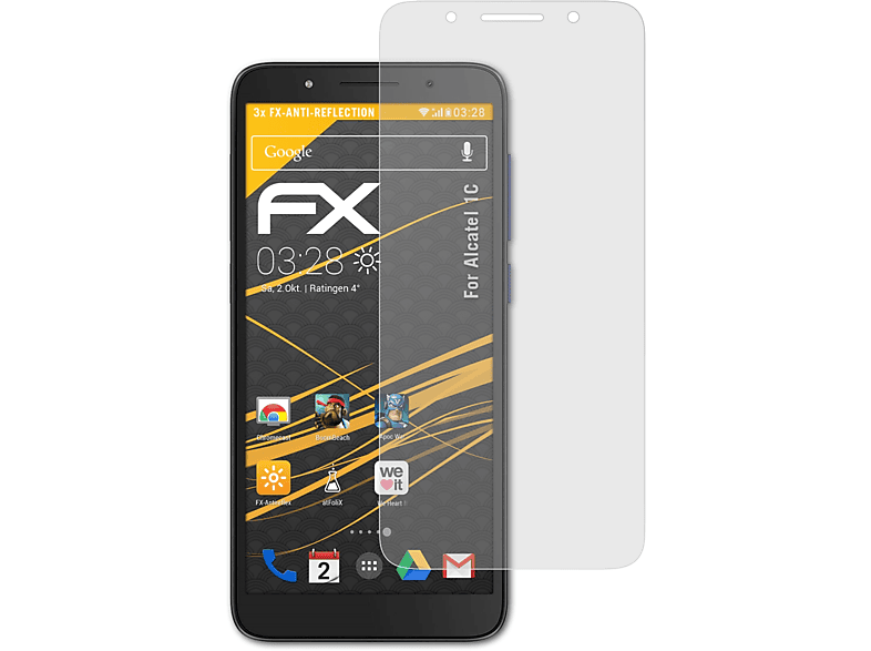 ATFOLIX 3x FX-Antireflex Displayschutz(für Alcatel 1C)