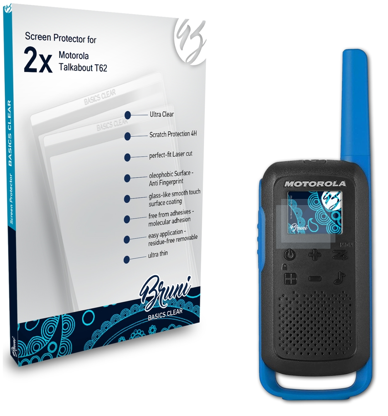 Schutzfolie(für Basics-Clear T62) 2x Talkabout Motorola BRUNI