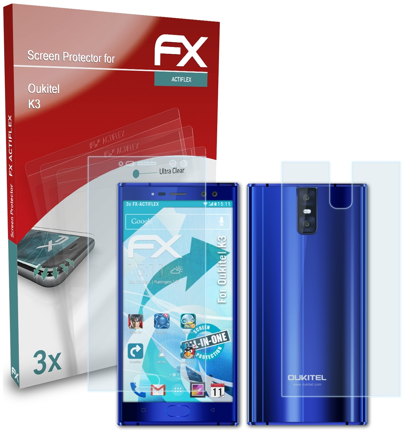 ATFOLIX 3x FX-ActiFleX Displayschutz(für K3) Oukitel