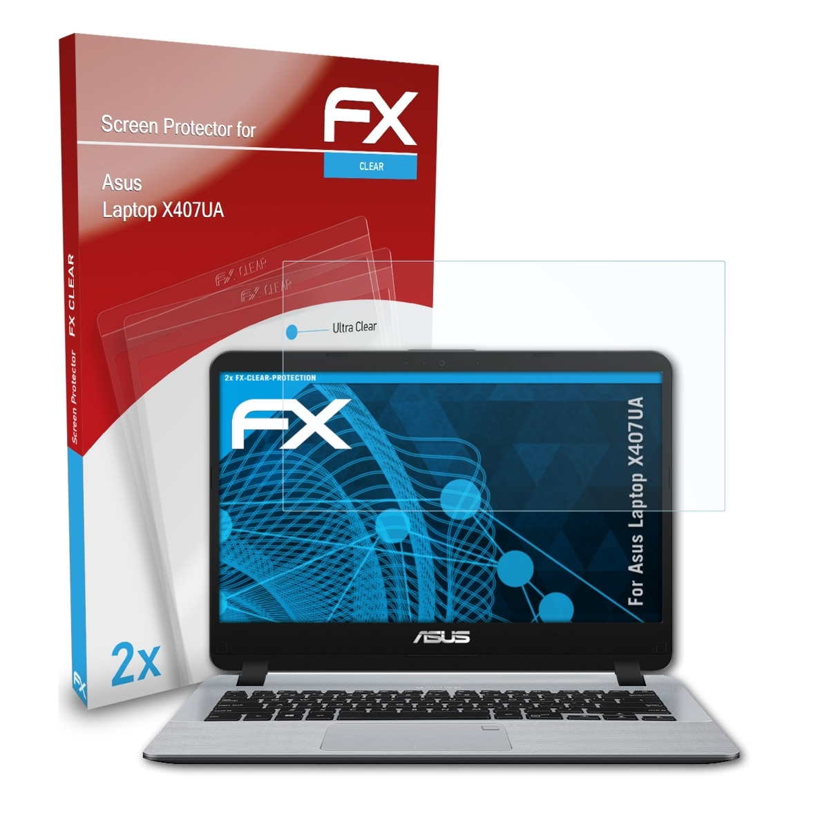 ATFOLIX 2x X407UA) Laptop FX-Clear Displayschutz(für Asus