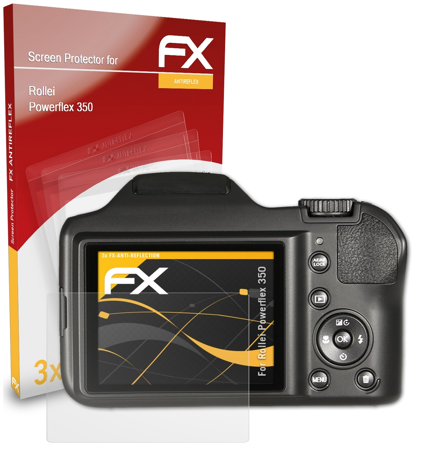 Powerflex ATFOLIX 350) 3x FX-Antireflex Displayschutz(für Rollei