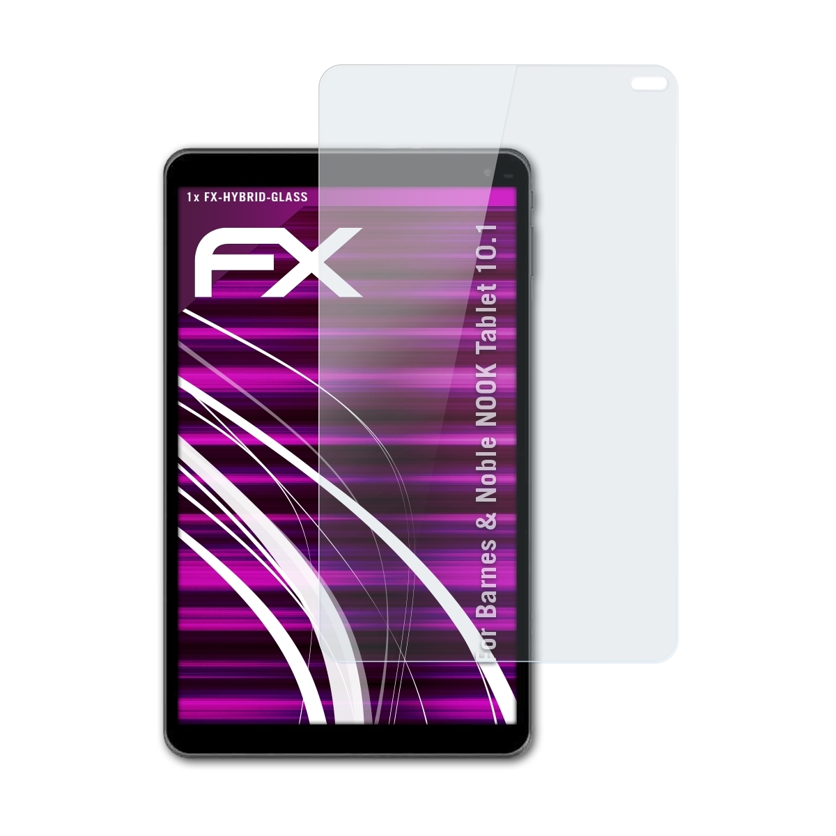 ATFOLIX FX-Hybrid-Glass Schutzglas(für Barnes & Noble 10.1) Tablet NOOK