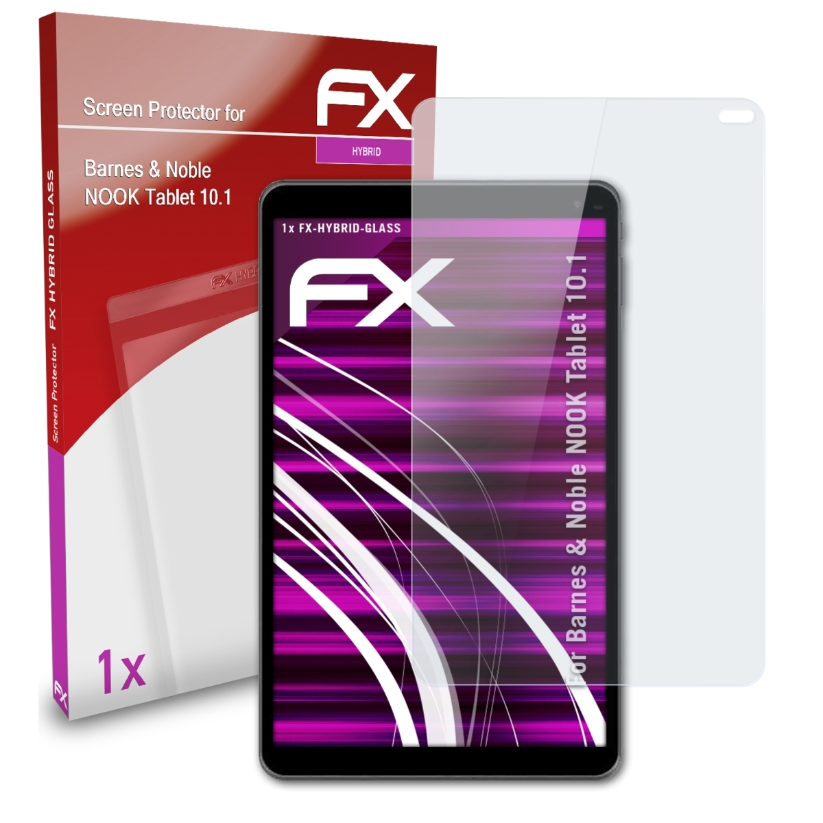 ATFOLIX FX-Hybrid-Glass Schutzglas(für Barnes & Noble NOOK 10.1) Tablet