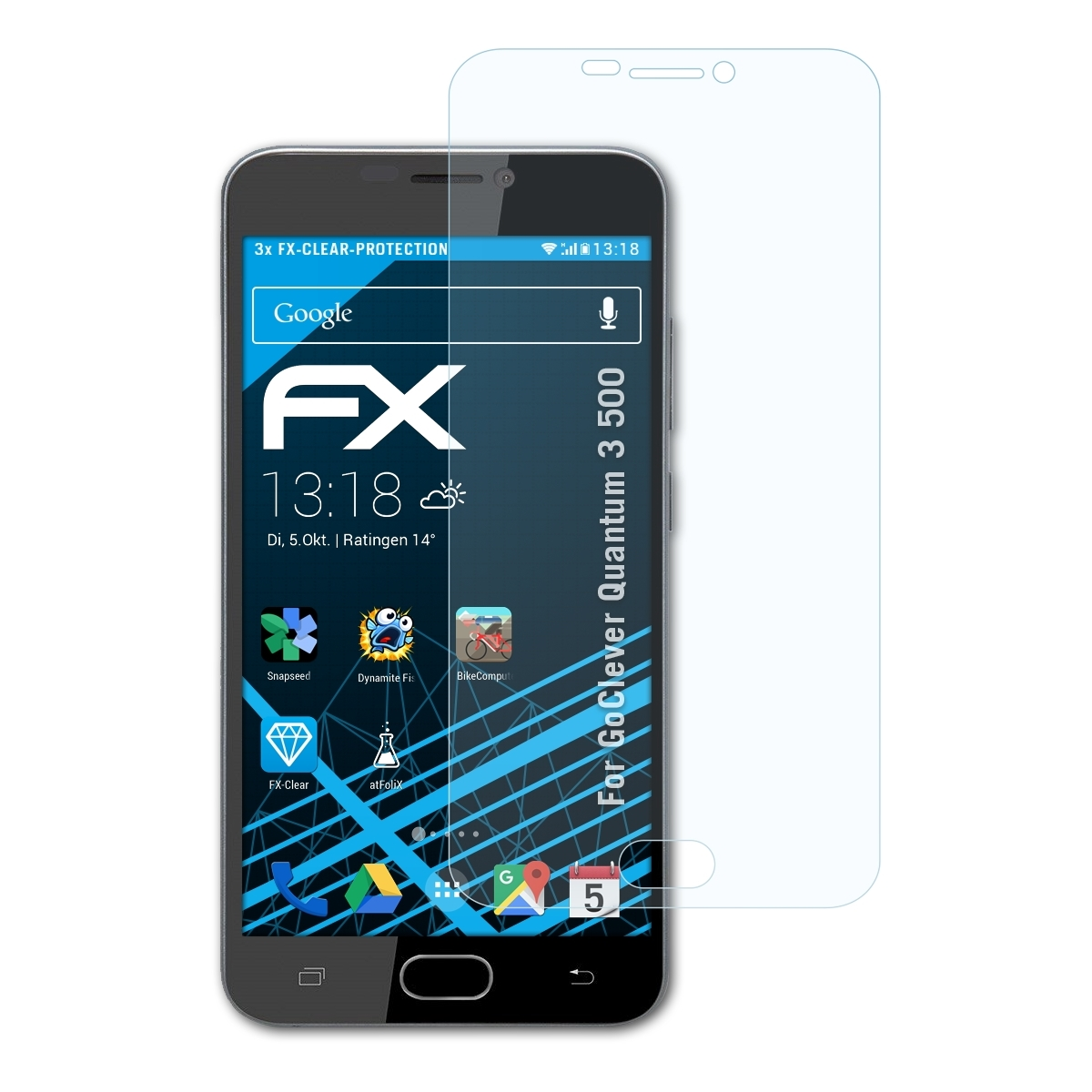 ATFOLIX 500) Displayschutz(für FX-Clear 3 GoClever 3x Quantum
