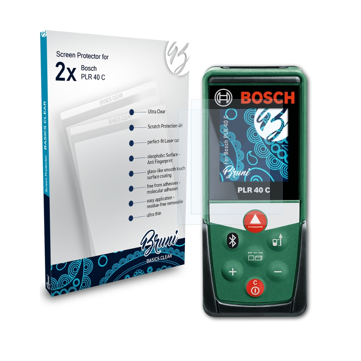 BRUNI 2x Basics-Clear C) 40 PLR Bosch Schutzfolie(für