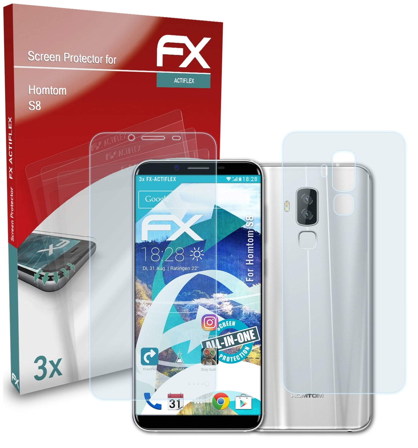 FX-ActiFleX Homtom 3x Displayschutz(für S8) ATFOLIX