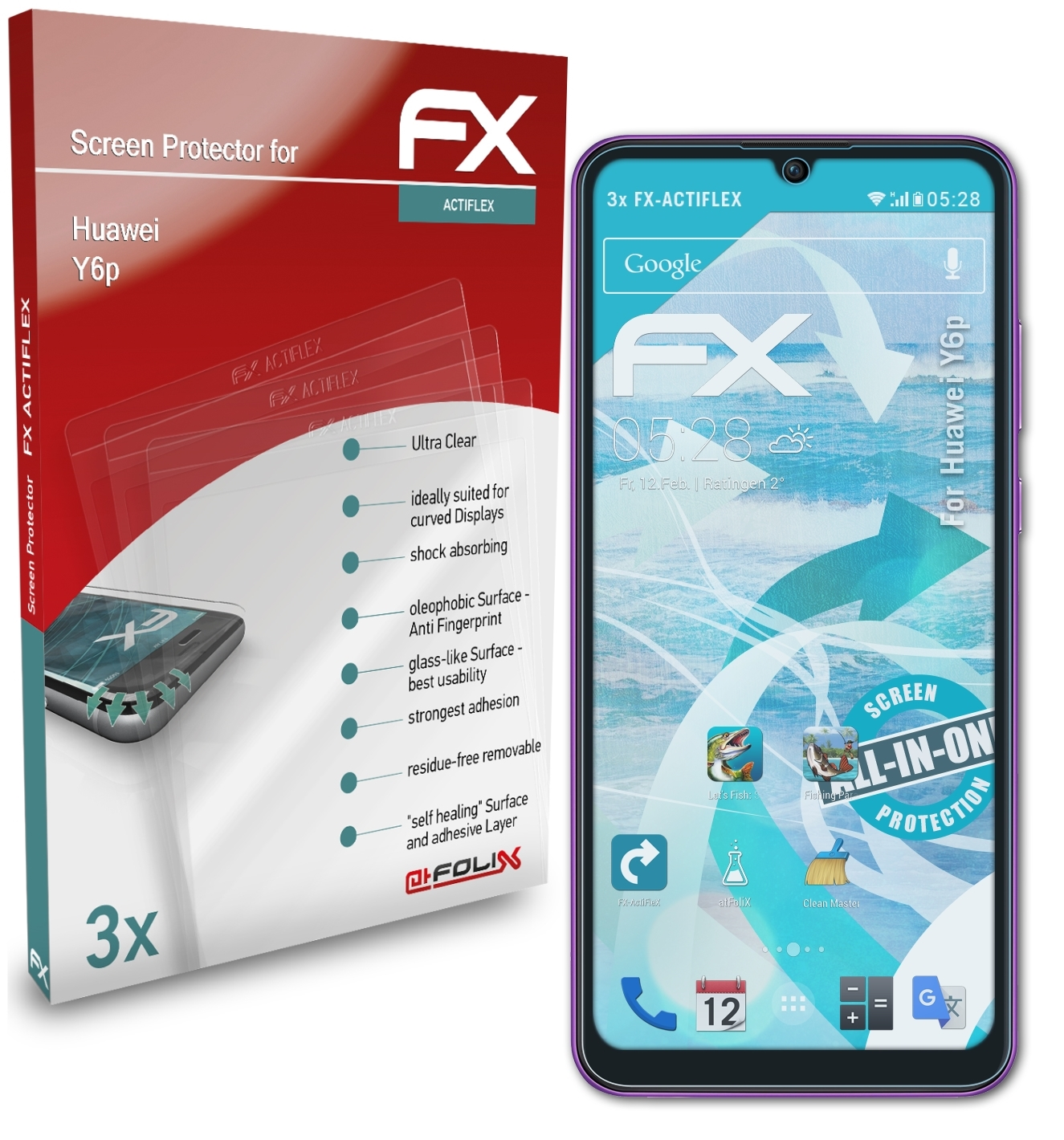 Y6p) Huawei 3x Displayschutz(für FX-ActiFleX ATFOLIX