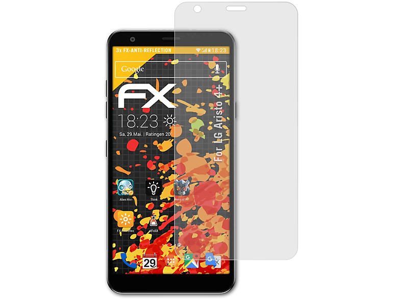 ATFOLIX 3x FX-Antireflex Displayschutz(für LG Aristo 4+)