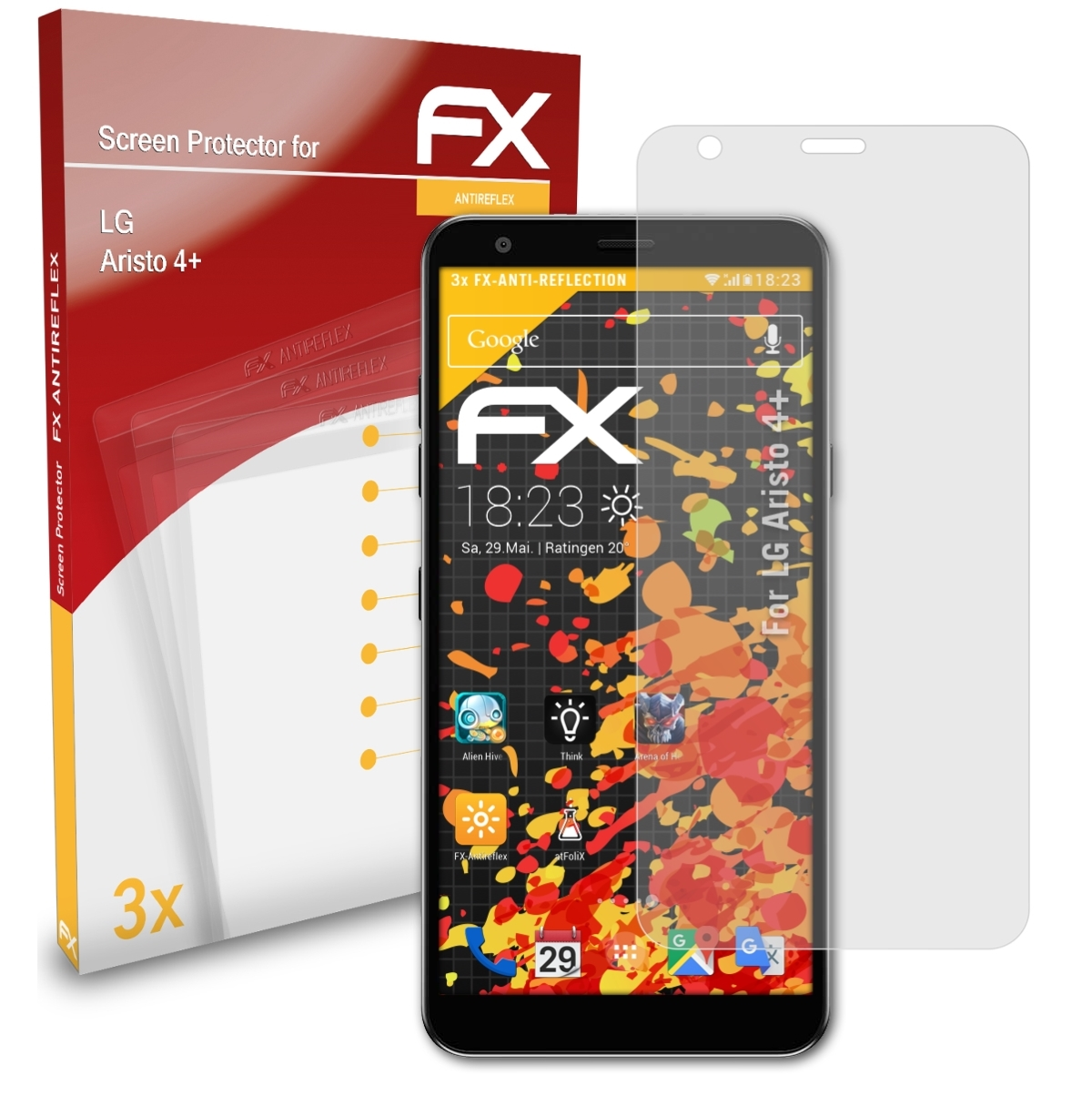 ATFOLIX 3x Displayschutz(für FX-Antireflex Aristo LG 4+)