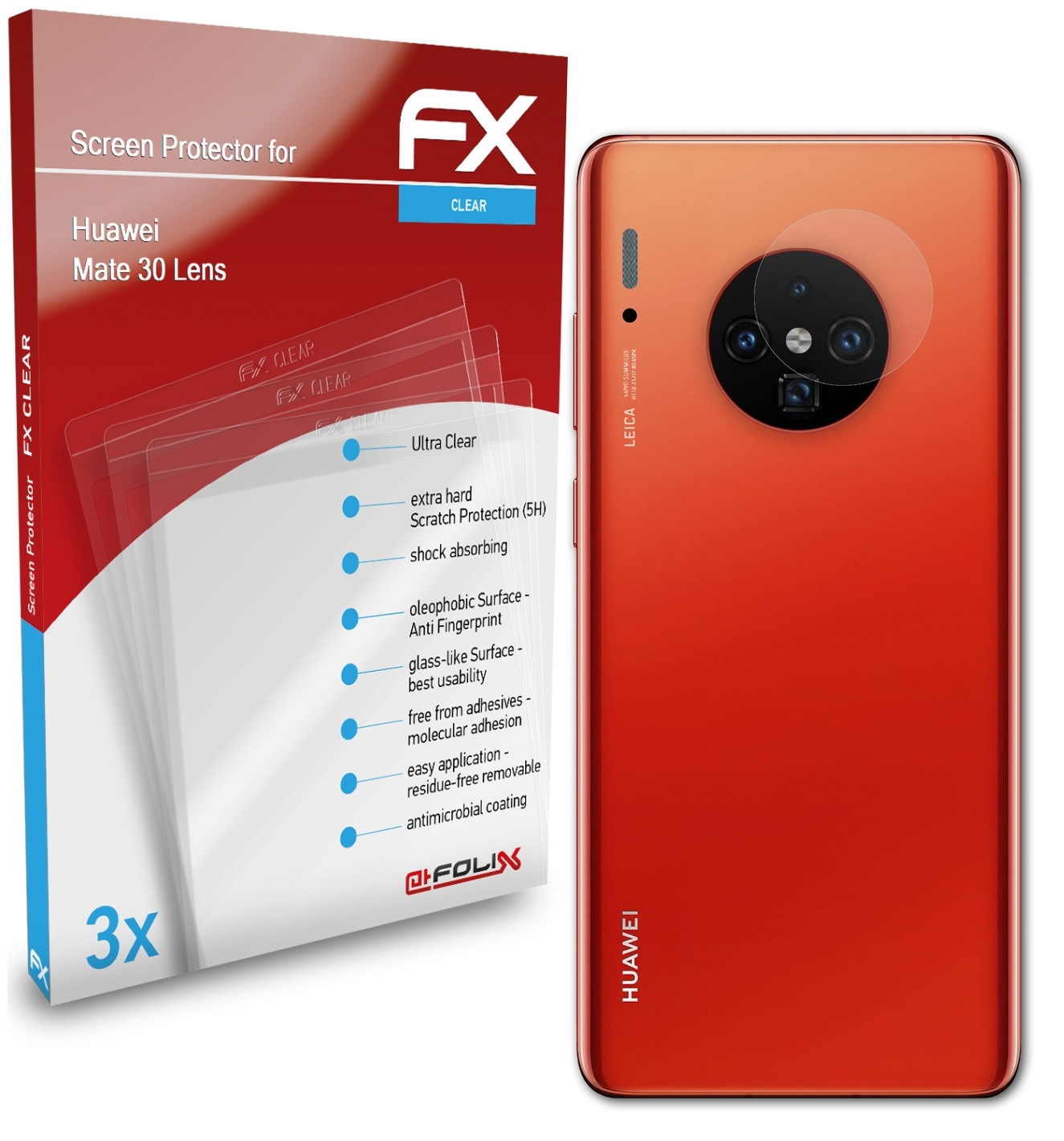 ATFOLIX Displayschutz(für Mate (Lens)) Huawei 30 FX-Clear 3x