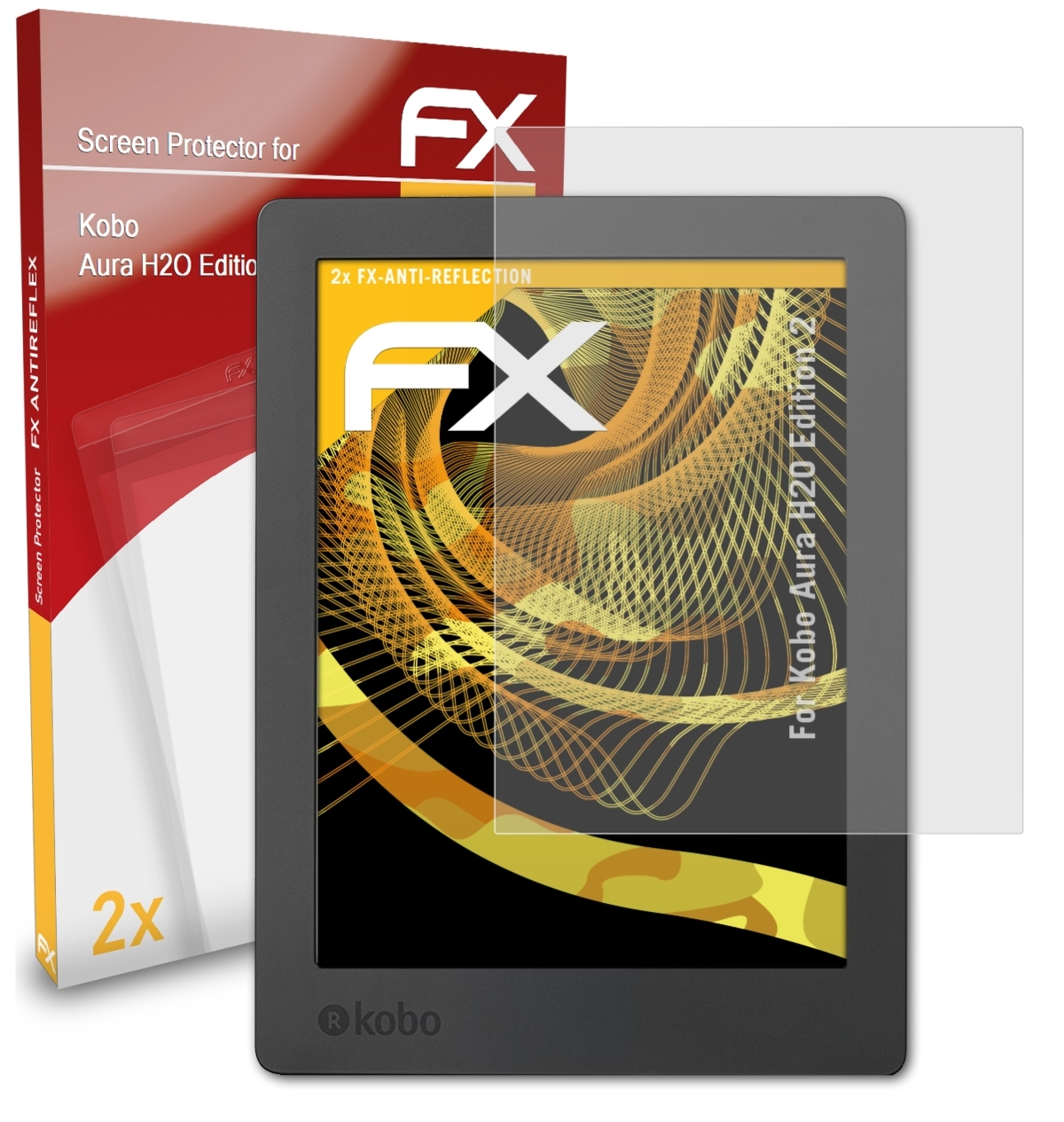ATFOLIX 2x 2) Edition Kobo Aura FX-Antireflex Displayschutz(für H2O
