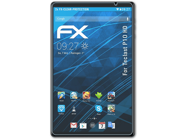 ATFOLIX 2x FX-Clear Displayschutz(für Teclast P10 HD)
