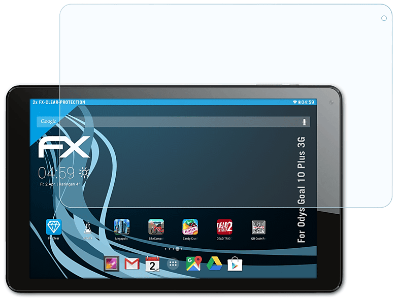 ATFOLIX 2x FX-Clear Displayschutz(für Odys 3G) 10 Plus Goal