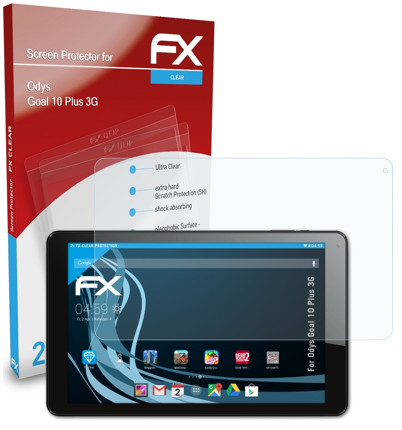 10 Plus FX-Clear 2x Displayschutz(für ATFOLIX 3G) Odys Goal